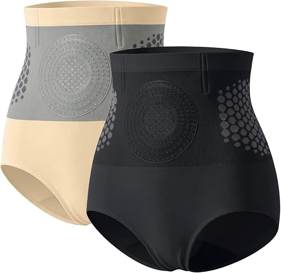2 Piece Moringa 4-in-1 Micro-Particle Fat-Burning Sculpting Shorts, Seamless High Waist Tummy Control Shapewear Knickers & Butt Lifter Body Shaper Womens, Breathable Comfortable Shaper Briefs