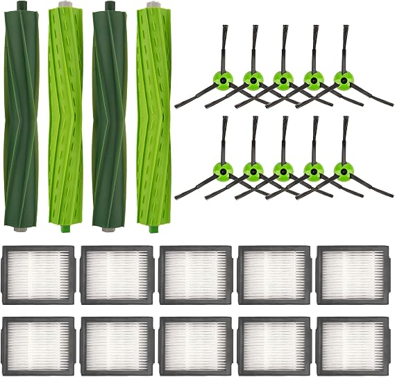 (24 Pack) Replacement Parts Compatible with iRobot Roomba Combo i5, Combo i5+, Combo j5, Combo j5+ Robot Vacuum Cleaner, 4 Rubber Roller Brushes, 10 Side Brushes, 10 HEPA Filters,Accessories