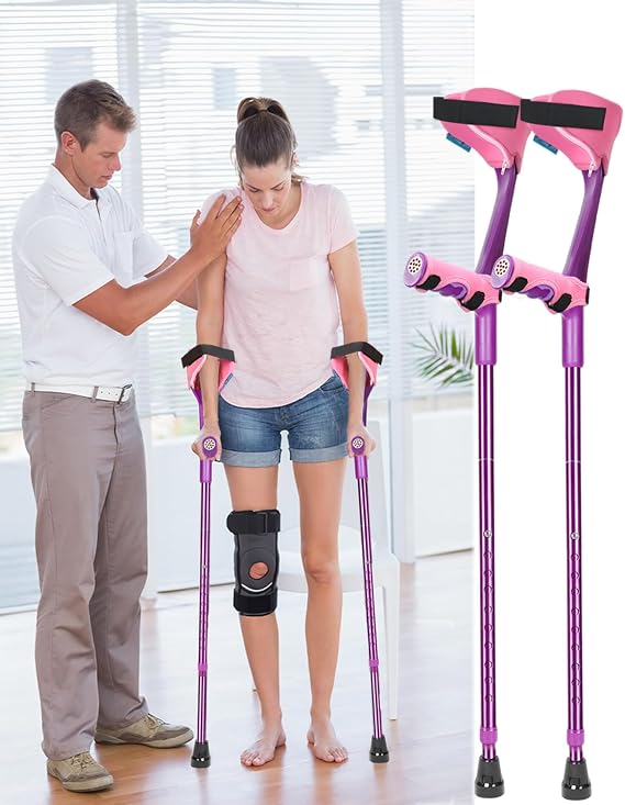 Forearm Crutches for Adults Have Elastic Crutches Padding for The Elbow+Hand Padding, Increases Walking Comfort