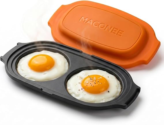 MACONEE Egg Cooker for Microwave | Poached & Fried 2-Egg Maker