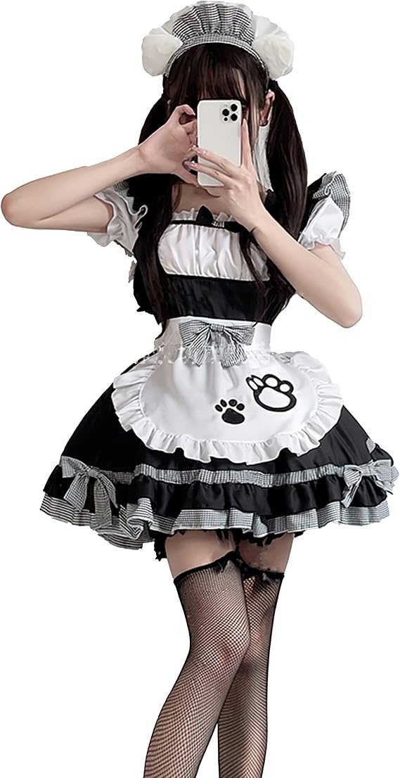 MAKUMOKO Maid Costume Cosplay Sexy Cute Lolita School Uniform Cute Cat Anime Alice Dress Lace Idol Outfit Gothic Lolita Women's Headband fgo Cosplay Maid Maid Cafe Costume Maid Cosplay Cute Sexy