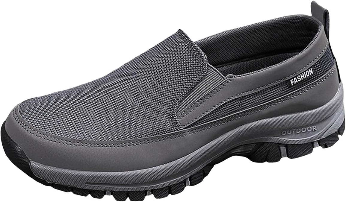Men Casual Shoes Fashionable New Pattern Pure Color Leather Patchwork Breathable Comfortable Mens Leather Wedge Boots (Dark Gray, 10.5)