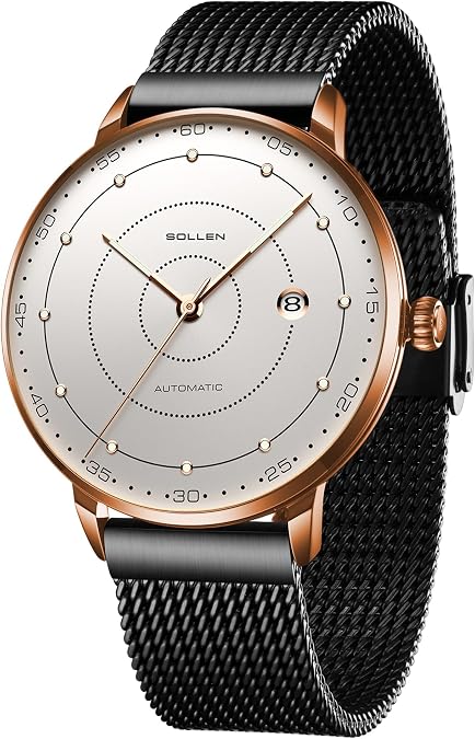 Automatic Self Winding Watches for Men, Dress Mens Mechanical Watch | Stainless Steel 3 ATM Waterproof Luminous Luxury Dress Men's Wrist Watches with Calendar, Minimalist Watch Gifts for Men