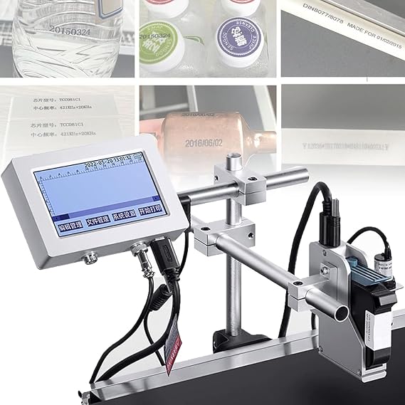 Automatic Coding Machine, Expiry Date Printer, Online Inkjet Printer, Thermal Inkjet Printer, Date Coding Machine with Touch Screen,12.7mm