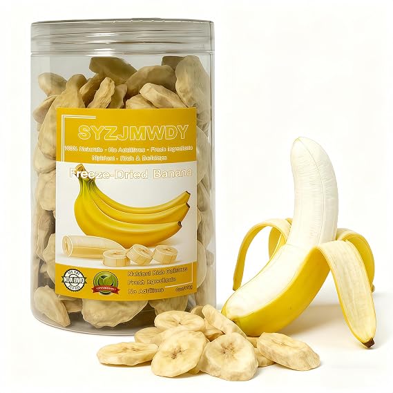 Premium Freeze Dried Banana Slices 6oz (170g) - 100%, No Sugar Added | Crunchy Fruit Snacks for Outdoor Adventures & Snacking