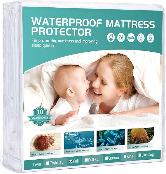 Full Size Mattress Protector 54x75 inFits for 6-18" Deep 5-Sided Fitted Sheet Mattress Covers, Smooth Top Fabric with Elastic Band