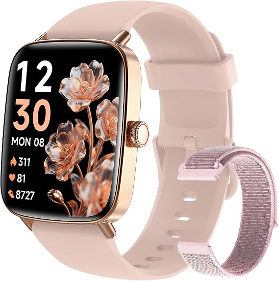 Fitpolo Smart Watch for Women, Stainless Steel Bezel Fitness Tracker (Make/Answer Calls), IP68 Waterproof, Heart Rate SpO2 Monitor, Sleep & Activity Tracking Smartwatch for Android Phones iPhone