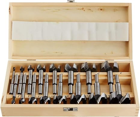 Nisorpa Forstner Bits Set,16 PCS Forstner Drill Bit Set, 6-54mm Woodworking Hole Saw Wood Cutter,Carbide Steel Wood Drilling Cutting Tool for Woodworking, Furniture, Door Hinge Hole in Wood Case