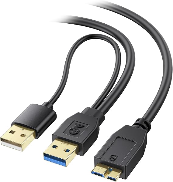 Cable Matters 5Gbps Micro USB 3.0 to USB Splitter Cable - 20 Inches, Micro-B 3.0 to Dual USBA for Data and Extra Power, MicroUSB 3.0 to USBA Y Cable