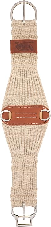 Weaver Equine Roper Horse Cinch, Mohair Blend 27 Strand Saddle Cinch Girth with Smart Cinch Buckle, Western Horse Riding Supplies, Natural
