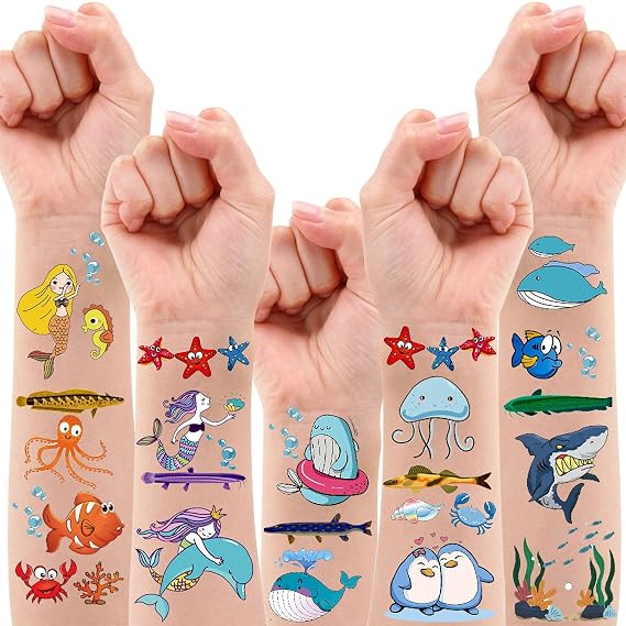 Partywind Ocean Theme Temporary Tattoos for Kids