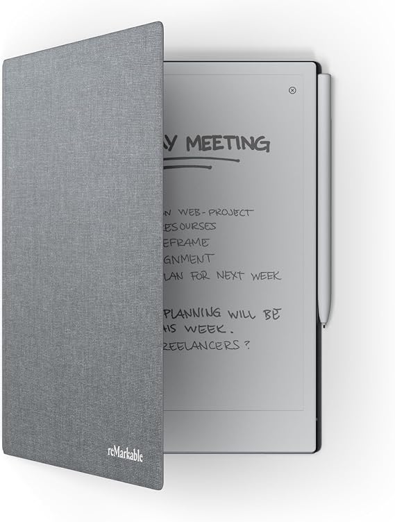 reMarkable 2 Book Folio - Grey Polymer fabric book folio for your 10.3 inch reMarkable 2 tablet lightweight tablet protective case