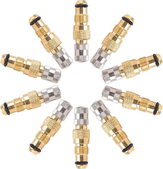 Tractor Valve Stem Air Liquid Valves Brass Tire TR218A TR618A CH3 Core Housings Replacement (Pack of 10)
