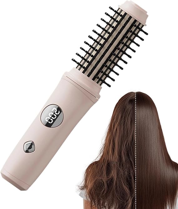 Cordless Hair Straightener Brush Four Temperature Settings | Curling Iron Brush for Women Girls Wives Mothers Travelers Brides Home Salon Travel Vacation Wedding Date Night