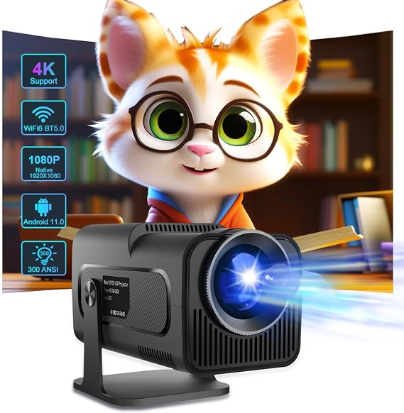 IOIUSKKU 1080P Mini Projektör Desteği Android 11.0 HY320 LED Projektör WiFi ve Bluetooth'lu Açık Taşınabilir Film Projektörü