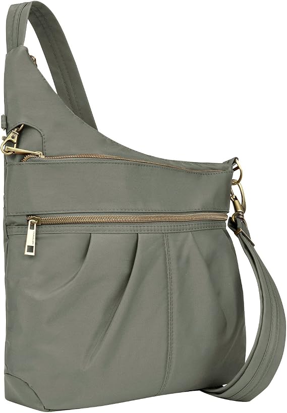 Travelon Anti-Theft Signature 3 Compartment Crossbody, Pewter, One Size