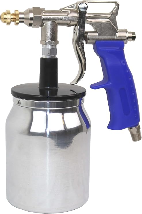 Undercoating Spray Gun with Adjustable Nozzle; Truck Bed Liner Sprayer Gun; Sprays Bedliner, Wax Coatings, Thicker Liquids, Blue Handle