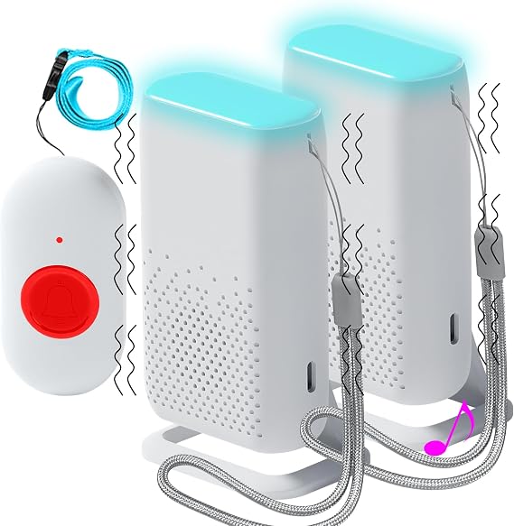 Wireless Caregiver Pager Vibration Caregiver Pager Home Safety Patient Alert Alarm System Elderly Alarm Call Button Personal Alarms for Elderly Kids (1 to 2)