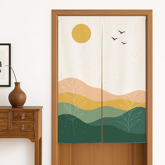 Japanese Door Curtain, Asian Noren Cotton Curtains, Cotton Linen Door Curtain, 33.5"x 55" inch, Tapestry for Kitchen Bistro Partition Shading Home Decorative