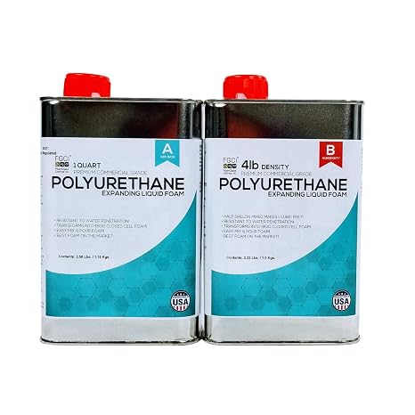 FGCI Polyurethane Expanding Liquid Foam 12 Gallon Kit, 4 Lb Density 2 Part Marine Foam, 1 Quart Each Part A and Part B, Made in the USA