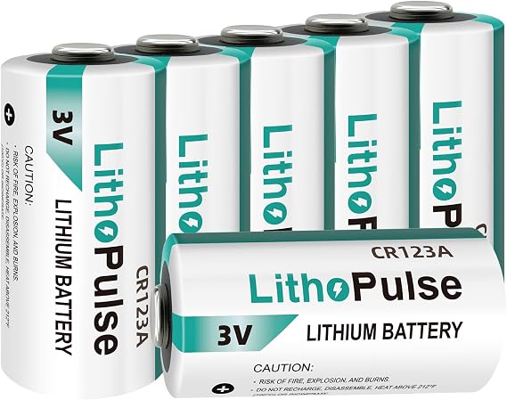 LithoPulse 6 Pack CR123A 3V Lithium Battery Flashlight Smoke Alarm System