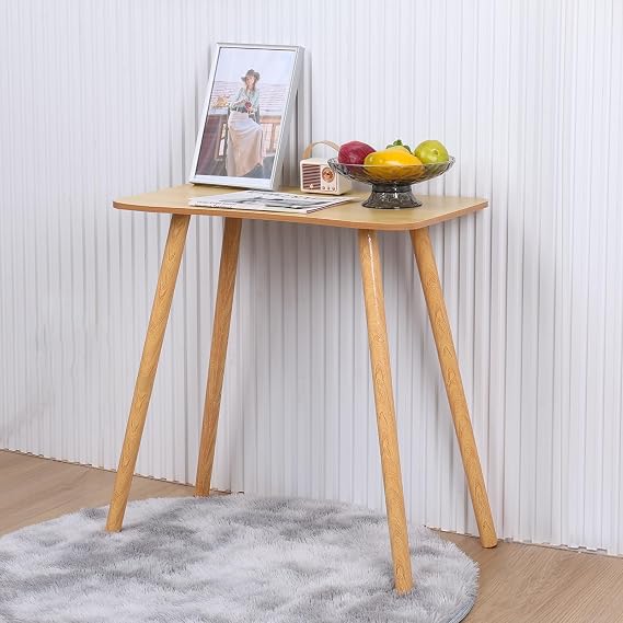 Compact Computer Desk, Modern Home Office Study Table, Student Writing Desk with Solid Wood Legs, Ergonomic Design, Spacious Desktop, Easy Assembly, Space-Saving Workstation Wooden