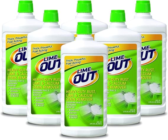Lime Out Heavy-Duty Rust, Lime & Calcium Stain Remover, Multi Purpose Cleaner, 24 Ounce, 1 Pack of 4, White, 24 Fl Oz