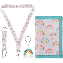 Children's Chest Bag, Wallet, Purse with Keychain and Key Ring, for Girls Kids, Rainbow C, 12.5*8cm, Modern