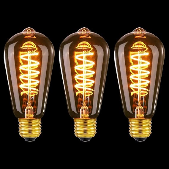 MLOQI 3 Pack E27 Screw Bulb Vintage Edison LED Light Bulbs, 6W, 2200K, E27 Squirrel Cage Shaped LED Dimmable Bulbs Antique Style Warm Yellow [Energy Class F]
