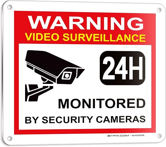 iSYFIX Video Surveillance Warning Sign, 7x6 Inch, 1 Pack | 100% Rust Free .040 Aluminum Signs, Laminated, UV, Weather, Scratch, Water & Fade Resistant, Indoor and Outdoor