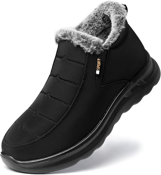 TEMOFON Womens Winter Snow Boots: Warm Fur Lined Slip on Ankle Booties