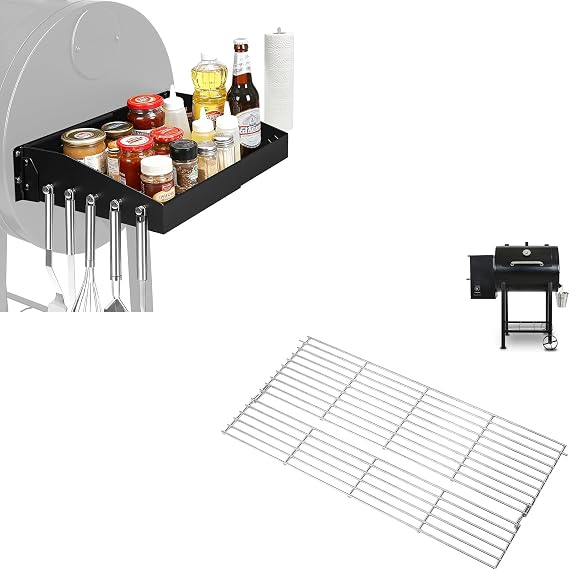 GRISUN Adjustable Folding Grill Side Shelf for Pit Boss 540 & 700FB and Warming Rack