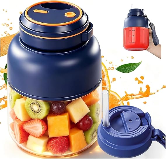 28/45 Oz Wireless Juicer Cup, Travel and Outdoors Great, 180W Portable Wireless Juicer Cup with 38-Blades, Lightweight and Compact Portable Blender, for Juices, Oothies, and Shakes (Blue-45 Oz)