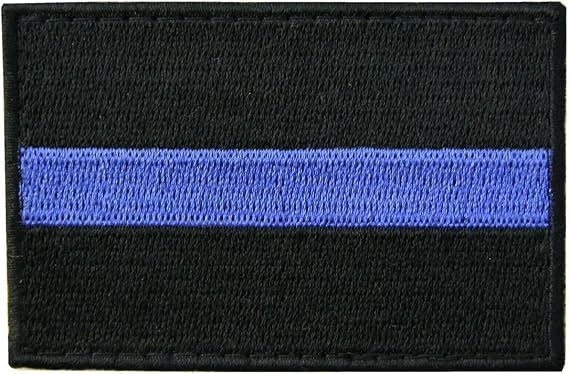 Thin Blue Line Patch Embroidered Tactical Applique Army Morale Hook & Loop Emblem