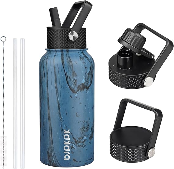 BJPKPK 27oz Insulated Water Bottle with Straw Lid, Stainless Steel Bottle | 3 Lids Included, Keep Cold & Hot, BPA-Free Leakproof Vacuum Bottle, Metal Water Bottle for office, Gym, Travel & Outdoor