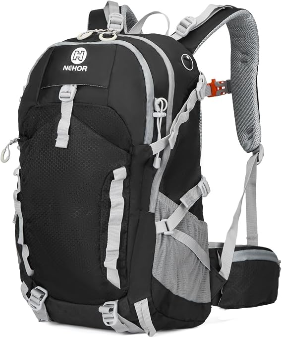 Hiking Backpack, 40L Lightweight Camping Backpack with Rain Cover, Water Resistant Large Hiking Bag Outdoor Travel Daypack for Men Women, Black