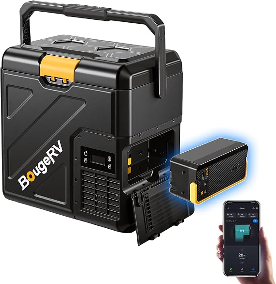 BougeRV 12V Refrigerator with 240Wh Battery CRH20 21QT,4-68F Car Fridge