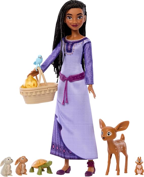 Mattel Disney Wish Woodland Animals of Rosas Playset - Asha 28cm Doll with 8 Figures & Accessories