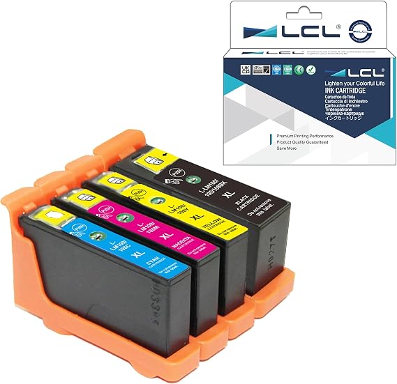 LCL Compatible Ink Cartridge Replacement for Lexmark 100XL 105XL 108XL 14N1068 14N1069 14N1070 14N1071 High Yield S300 S301 S302 S305 S308 S402 S405 S408 S409 (4-Pack Black,Cyan,Magenta,Yellow)