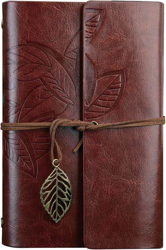Retro Vintage yapraklı not defteri, klasik PU deri kapak, seyahat defteri, travel journal, günlük, seyahat günlüğü, doldurulabilir eskiz defteri, Sketchbook, 105 x 145 mm