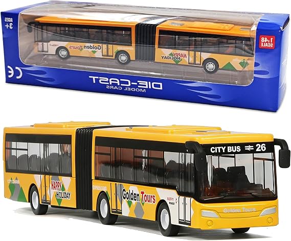 Bus Car, Bus Model Car Pull Back City Cars Trucks Vehicles BusmodelCar Play Vehicles CityBuses Vehicle Die-cast City Buses Cars Model Pull Back Vehicle Gift for Birthday (Yellow)