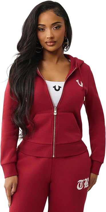 True Religion Womens Crystal Classic Zip Hoodie