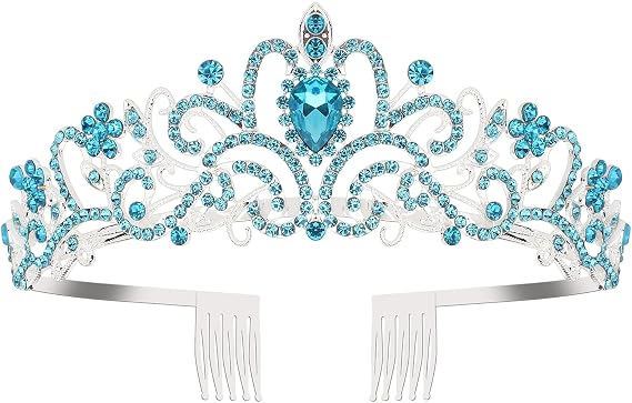 COCIDE Blue Tiara Crowns Crystal Headband Princess Rhinestone Crown with Combs Bride Headbands Bridal Wedding Prom Birthday Party Hair Accessories Jewelry for Women and Girls