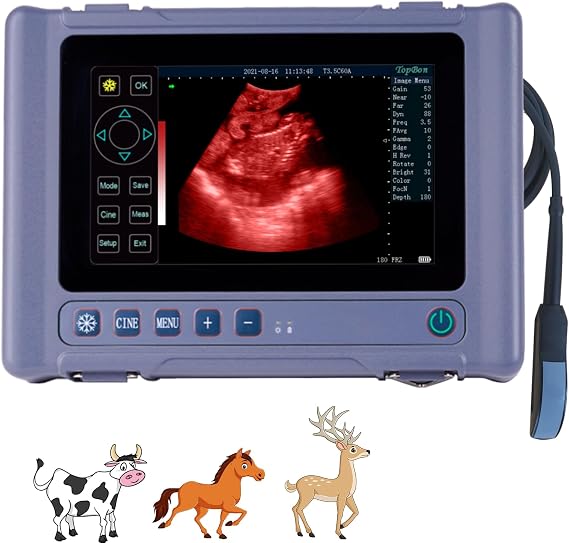 T1 Veterinary Ultrasound Machine, 4.0MHz Rectal Probe, 8" Touch, IP67