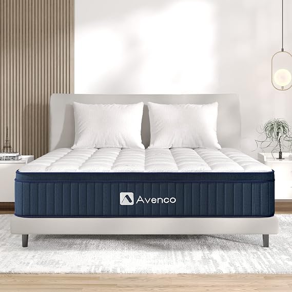 Avenco 12 Inch California King Mattress in a Box Medium Firm Hybrid Cal King Mattress with Latex Memory Foam CertiPUR-US Certified,