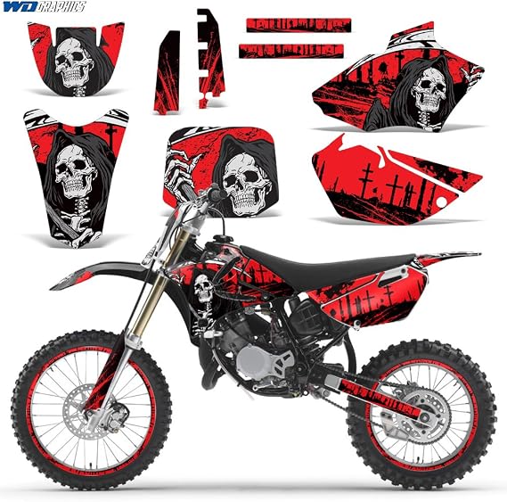 MX Dirt Bike Graphics kit Sticker Decal Compatible with Yamaha YZ85 2002-2014 - Reaper V2 Red