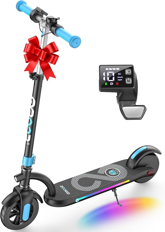 Gyroor H40 Kids Electric Scooter 180W 10MPH LED Lights Ages 6 12 Blue
