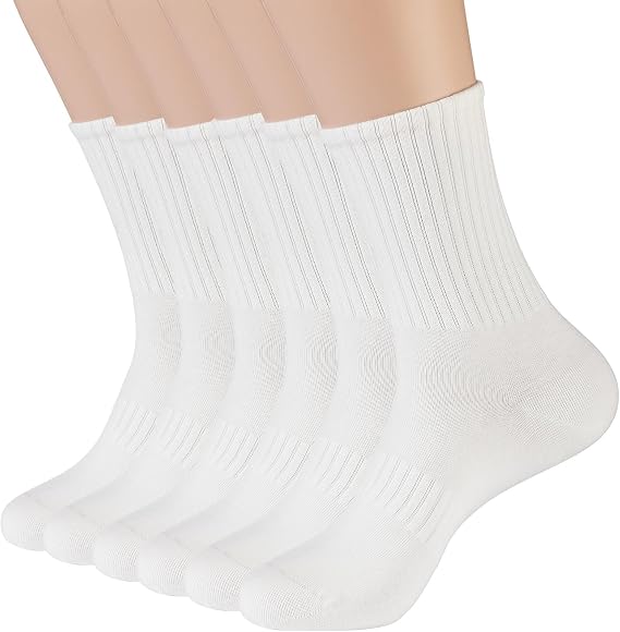 Ndoobiy 6 Pairs Mens Cotton Crew Socks for Men Size 9-11 Size 10-13