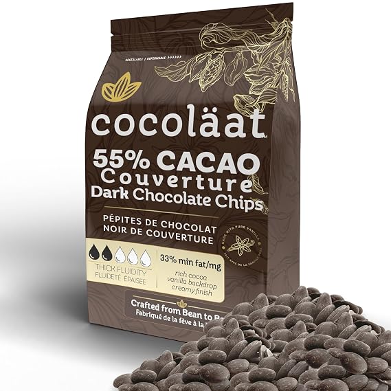 Cocolaat 55% Dark Couverture Chocolate Chips | Culinary Grade for Bakers, Pastry Chefs, Chocolatiers | 55% Cocoa - 33% Fat | Gold Foil Resealable Pouch Perfect Holiday Gift | 2 lb