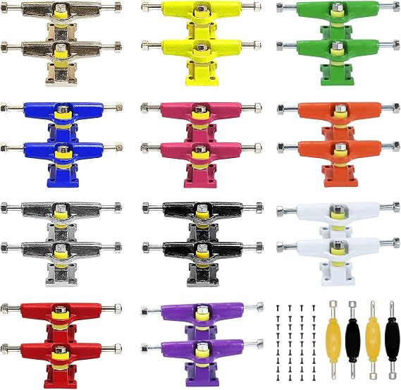 176Pcs Fingerboard Repair Tool Case for 96mm Wooden Finger Skateboards, Multicolor 22pcs 30mm Trucks & 100pcs Screws & 50pcs Nuts & 4pcs Spanner, Finger Board Repair Kit Finger Skateboard Accessories